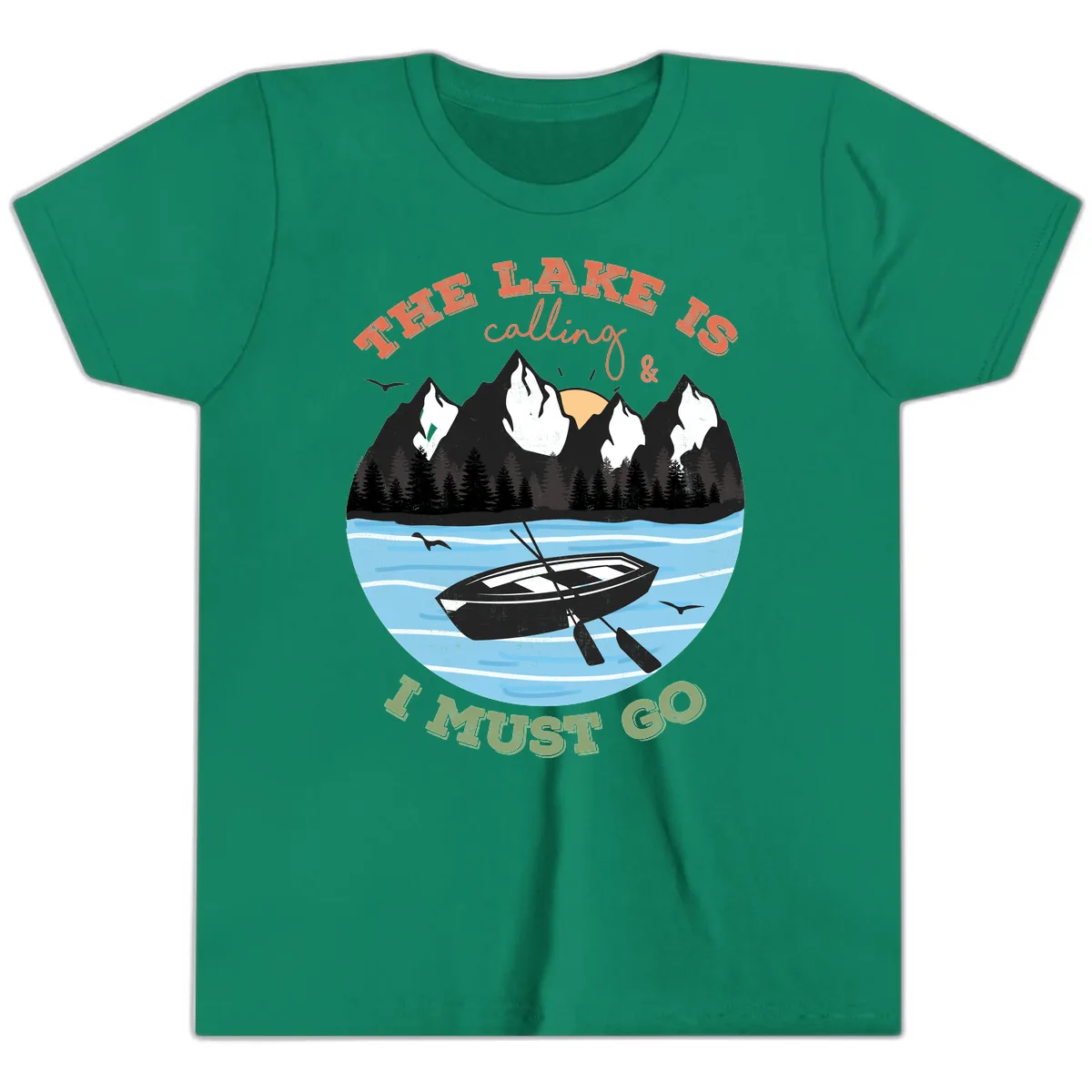 The Lake Is Calling And I Must Go Youth T-Shirt in Kelly