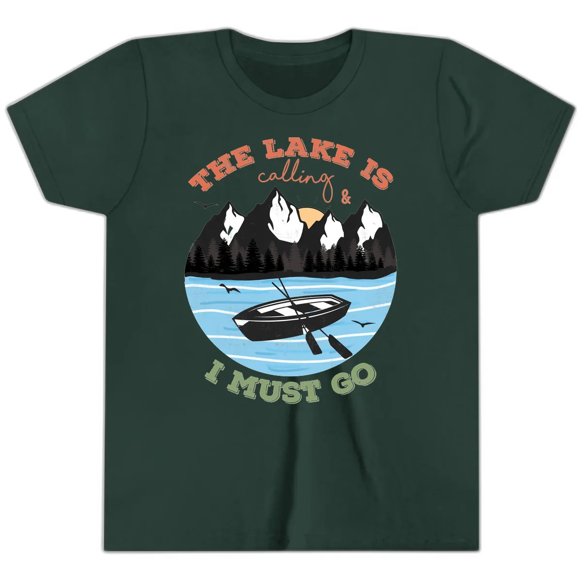 The Lake Is Calling And I Must Go Youth T-Shirt in Forest