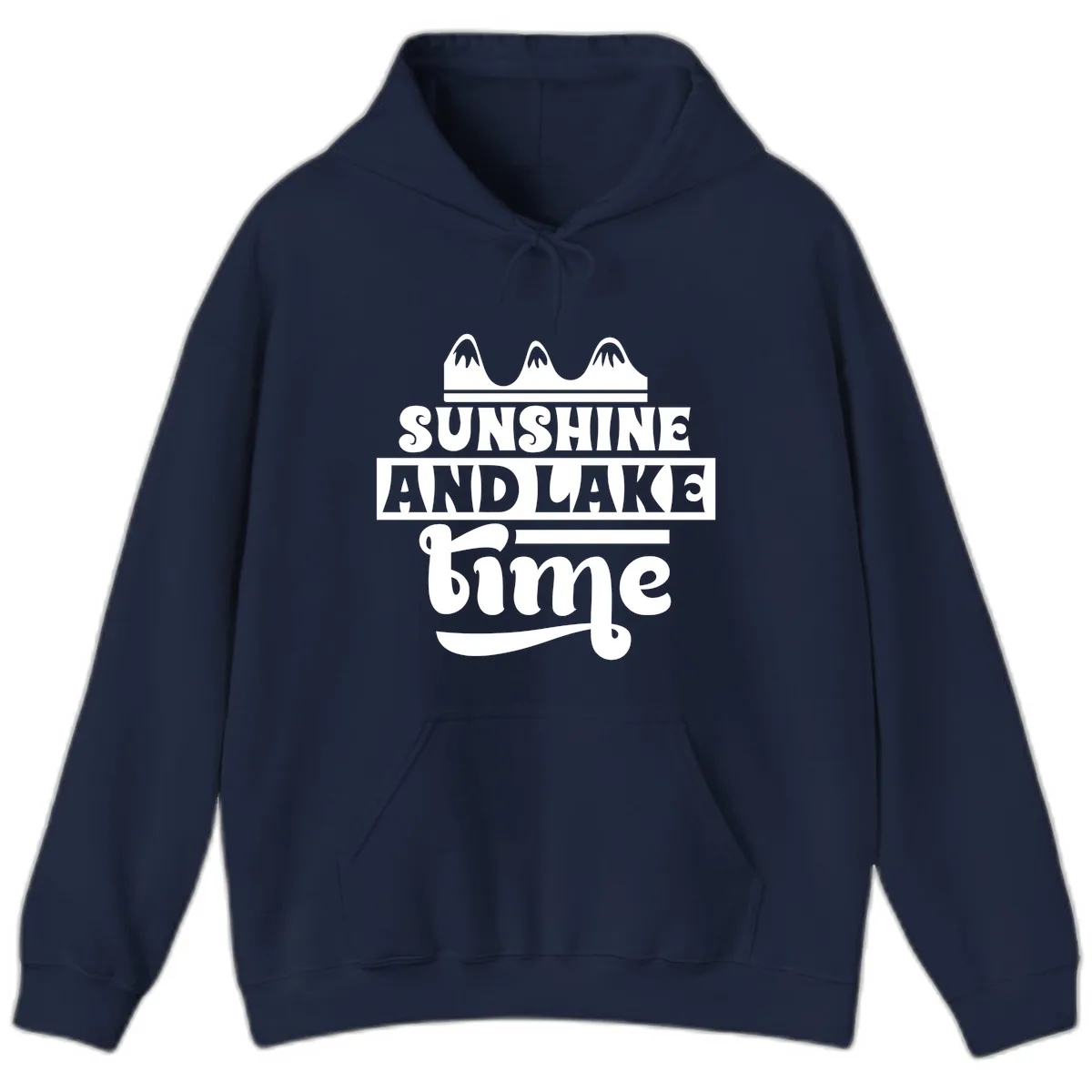 Sunshine And Lake Time Design Hoodie in Navy