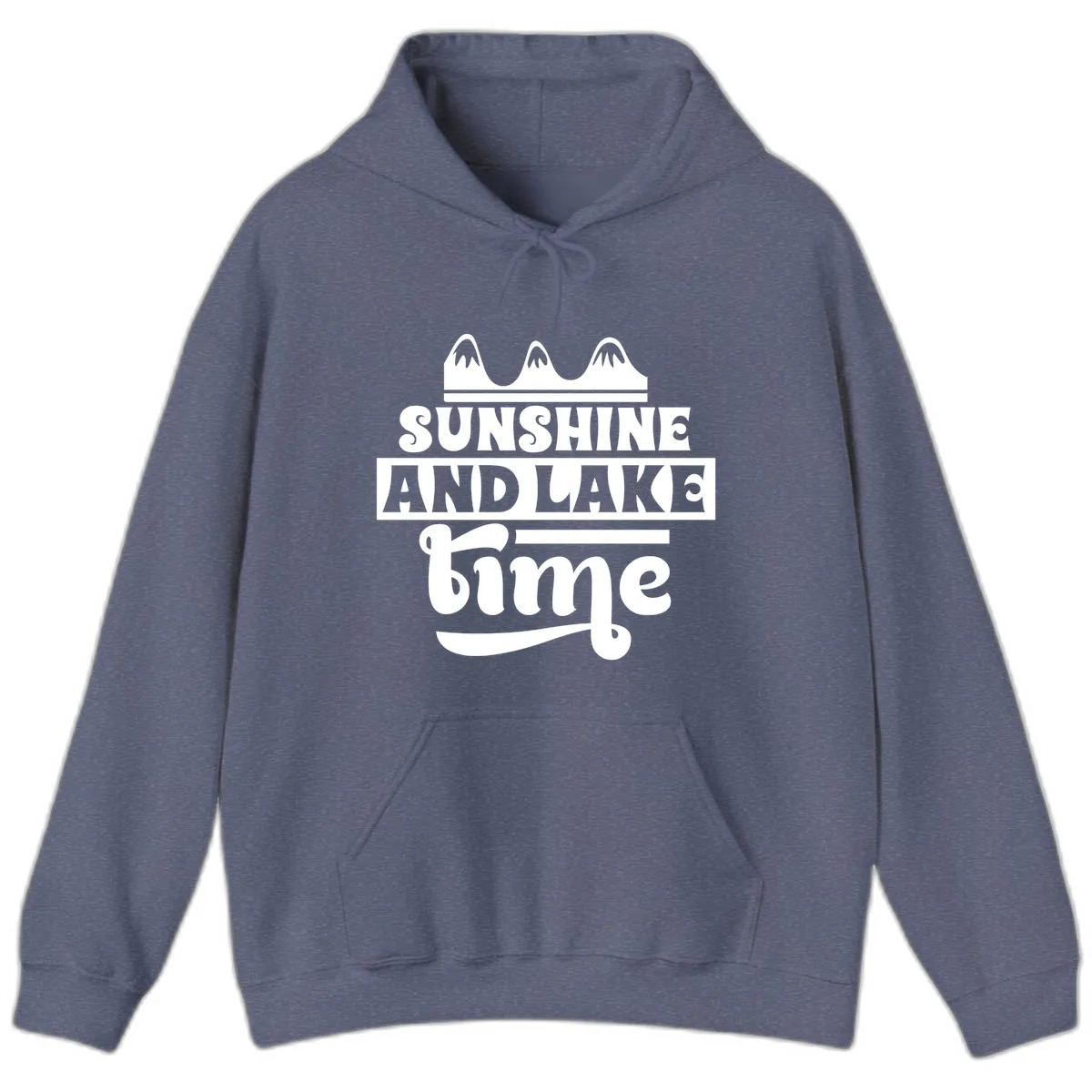 Sunshine And Lake Time Design Hoodie in Heather Navy