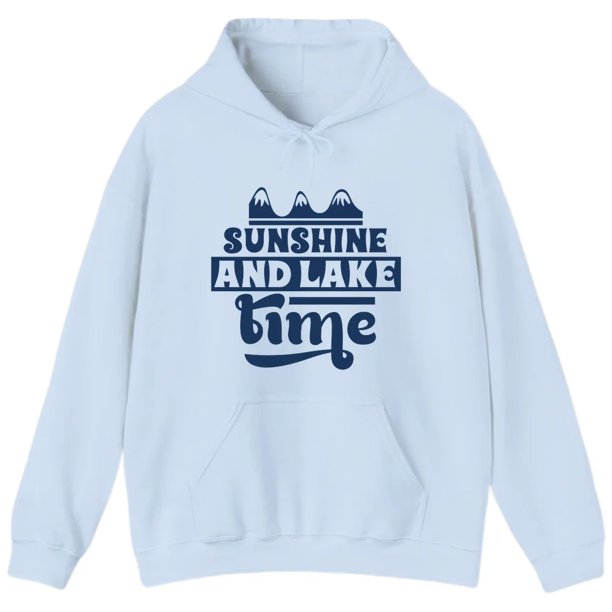Sunshine And Lake Time Design Hoodie in Light Blue