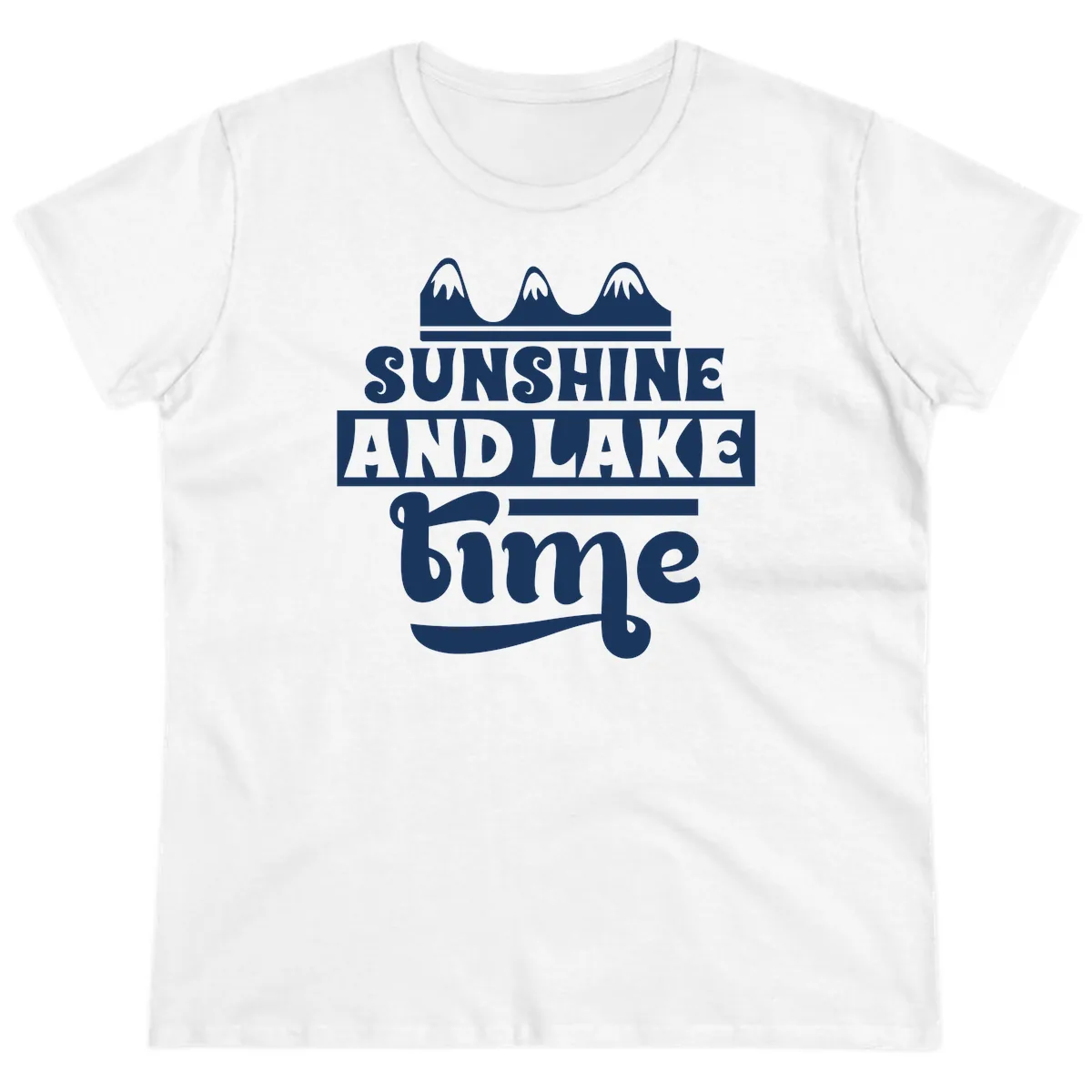 Sunshine And Lake Time Design Ladies Tee in White