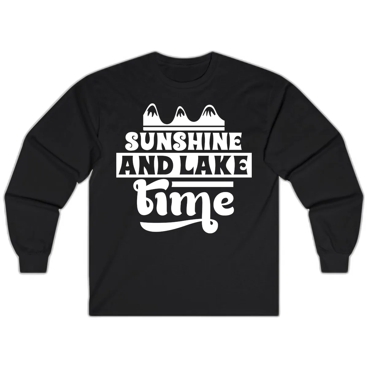 Sunshine And Lake Time Design Long Sleeve in Black