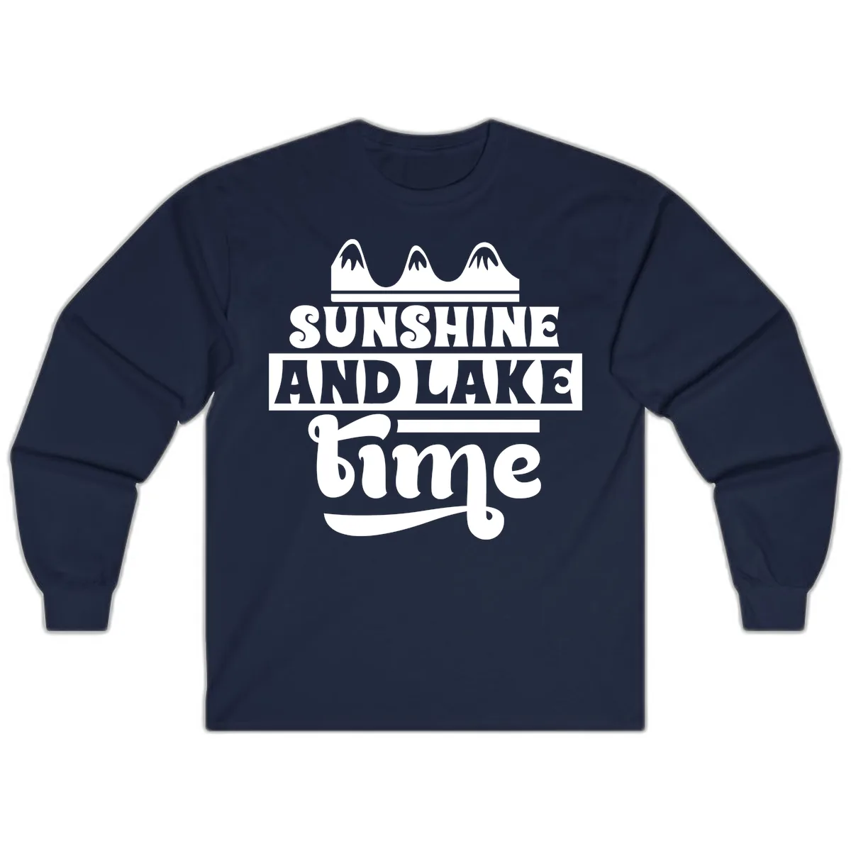 Sunshine And Lake Time Design Long Sleeve in Navy