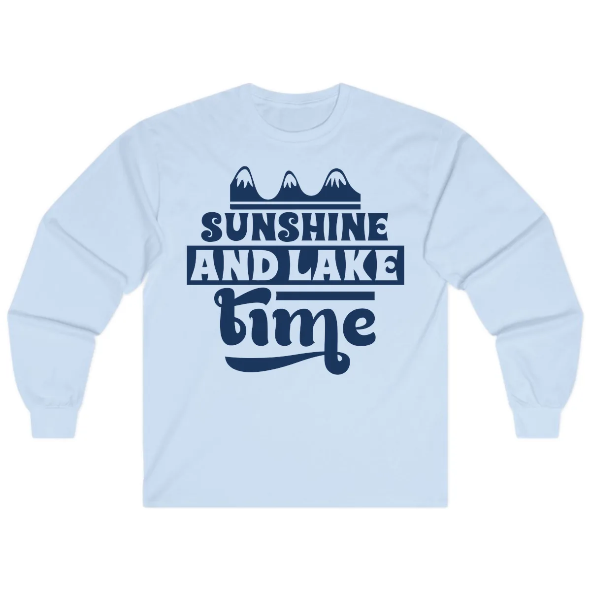 Sunshine And Lake Time Design Long Sleeve in Light Blue
