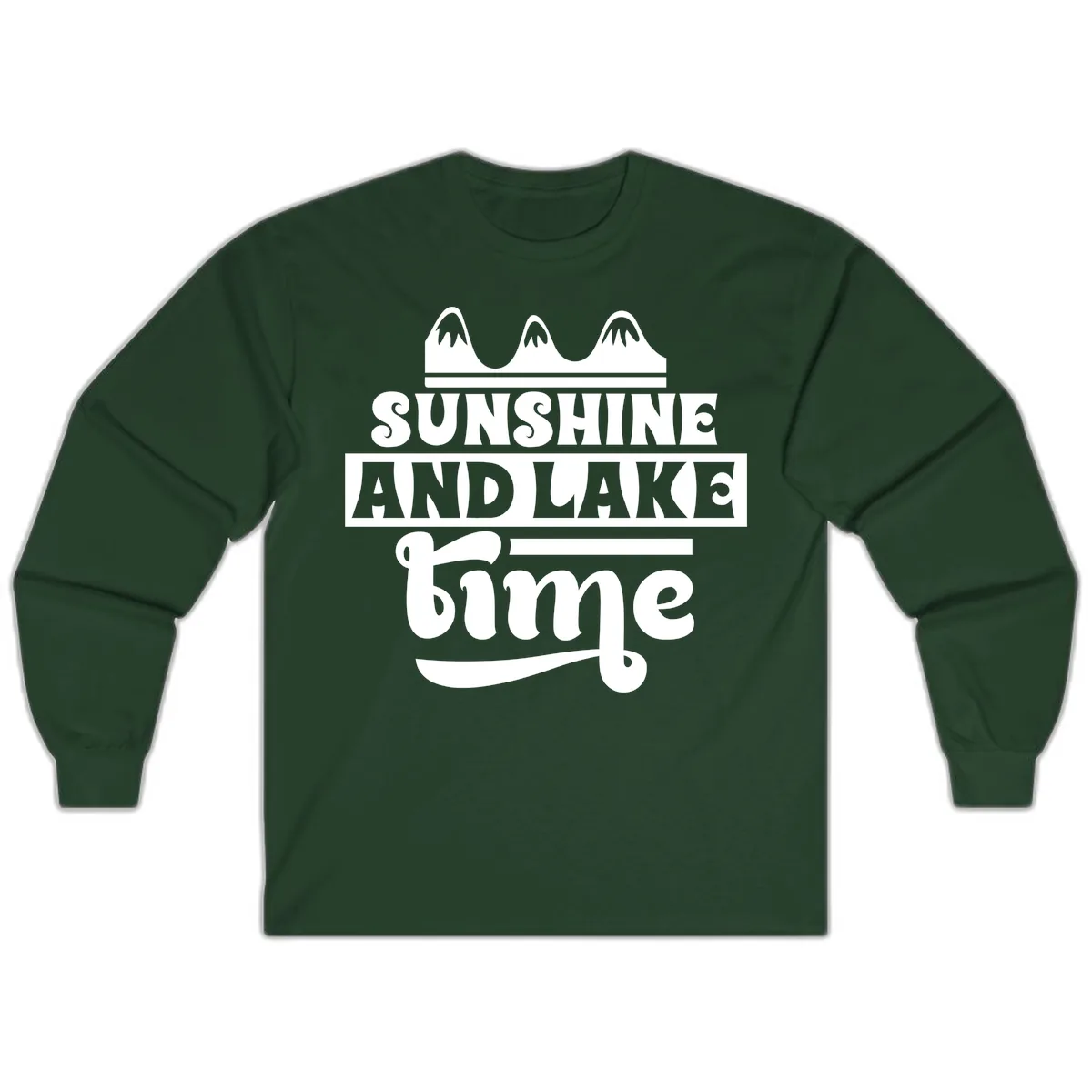 Sunshine And Lake Time Design Long Sleeve in Forest Green