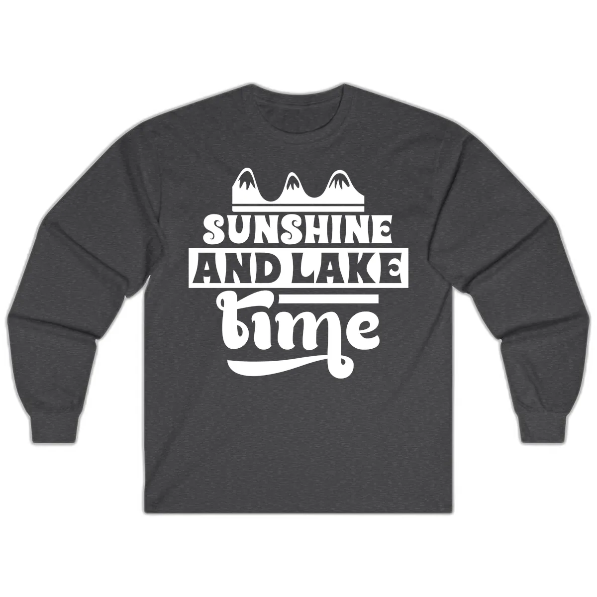 Sunshine And Lake Time Design Long Sleeve in Dark Heather