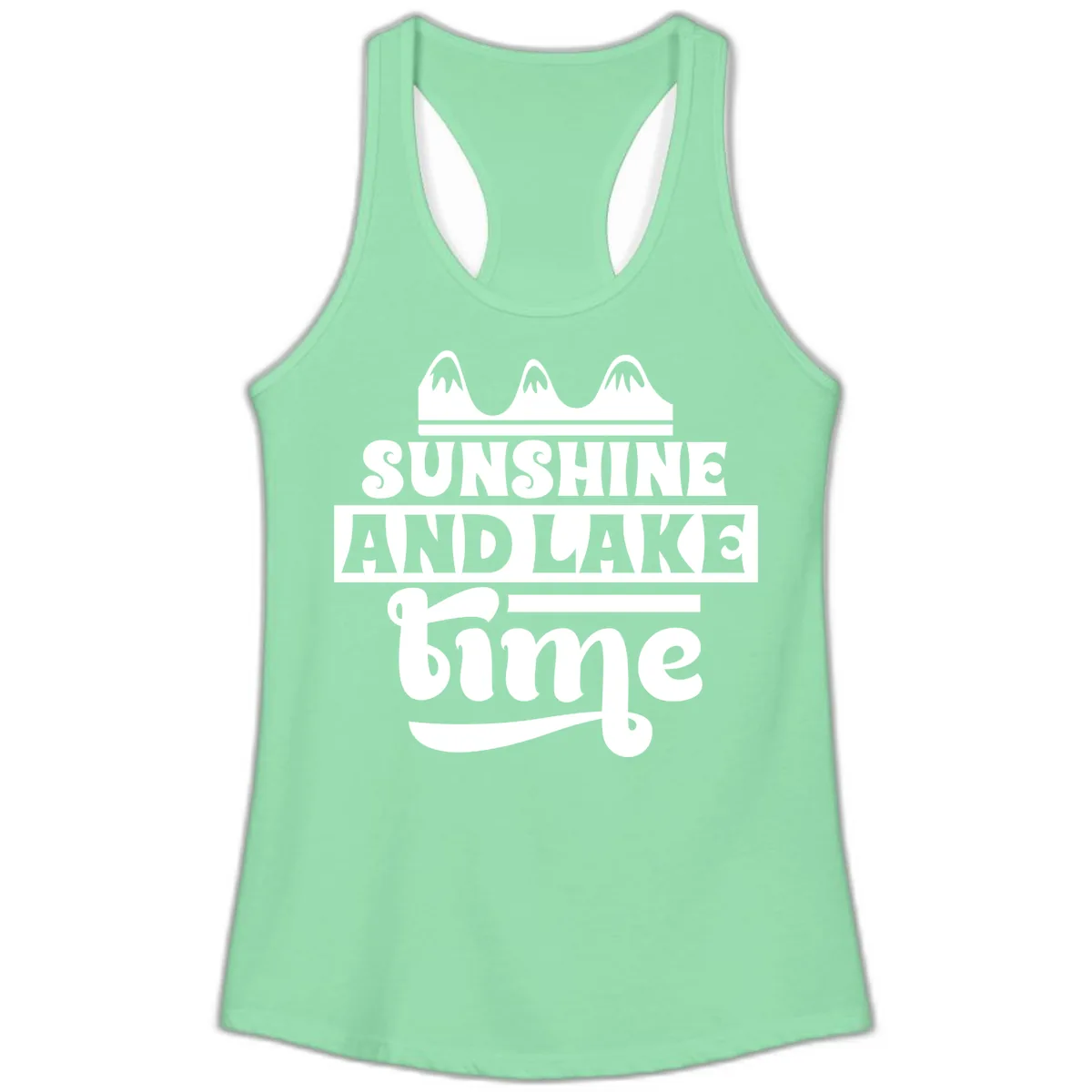 Sunshine And Lake Time Design Ladies Tank in Solid Mint
