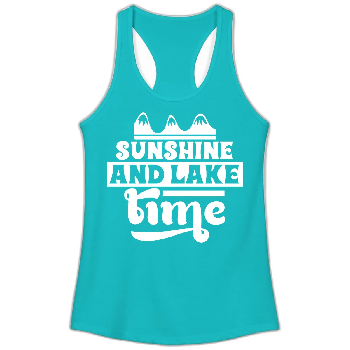 Sunshine And Lake Time Design Ladies Tank in Tahiti Blue