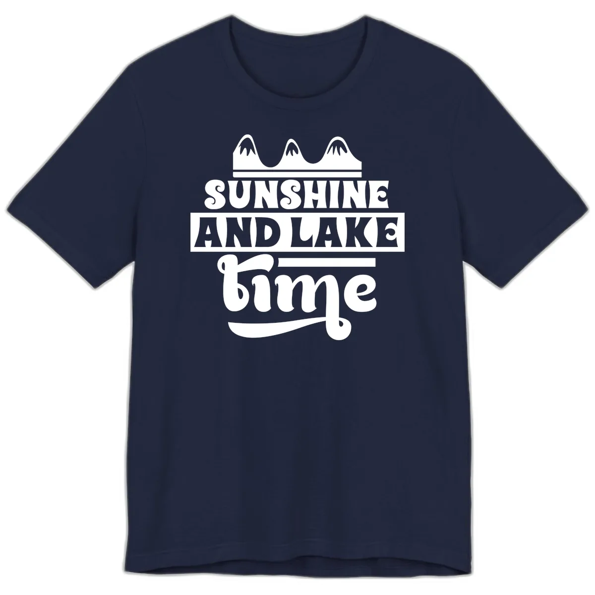 Sunshine And Lake Time Design Premium T-Shirt in Navy