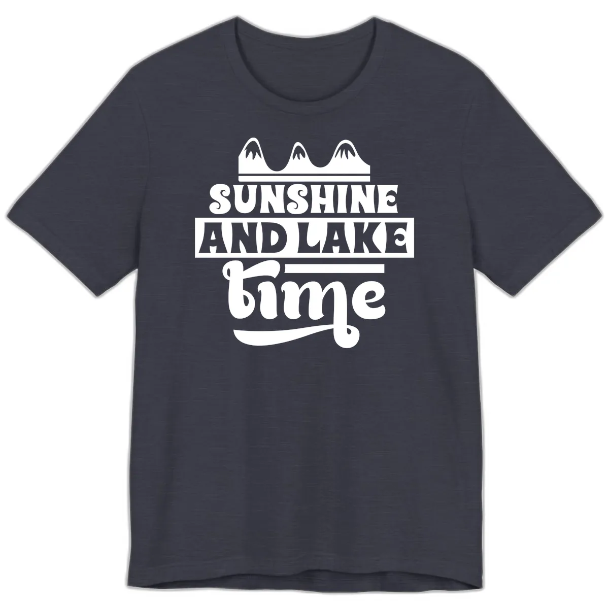 Sunshine And Lake Time Design Premium T-Shirt in Heather Midnight Navy