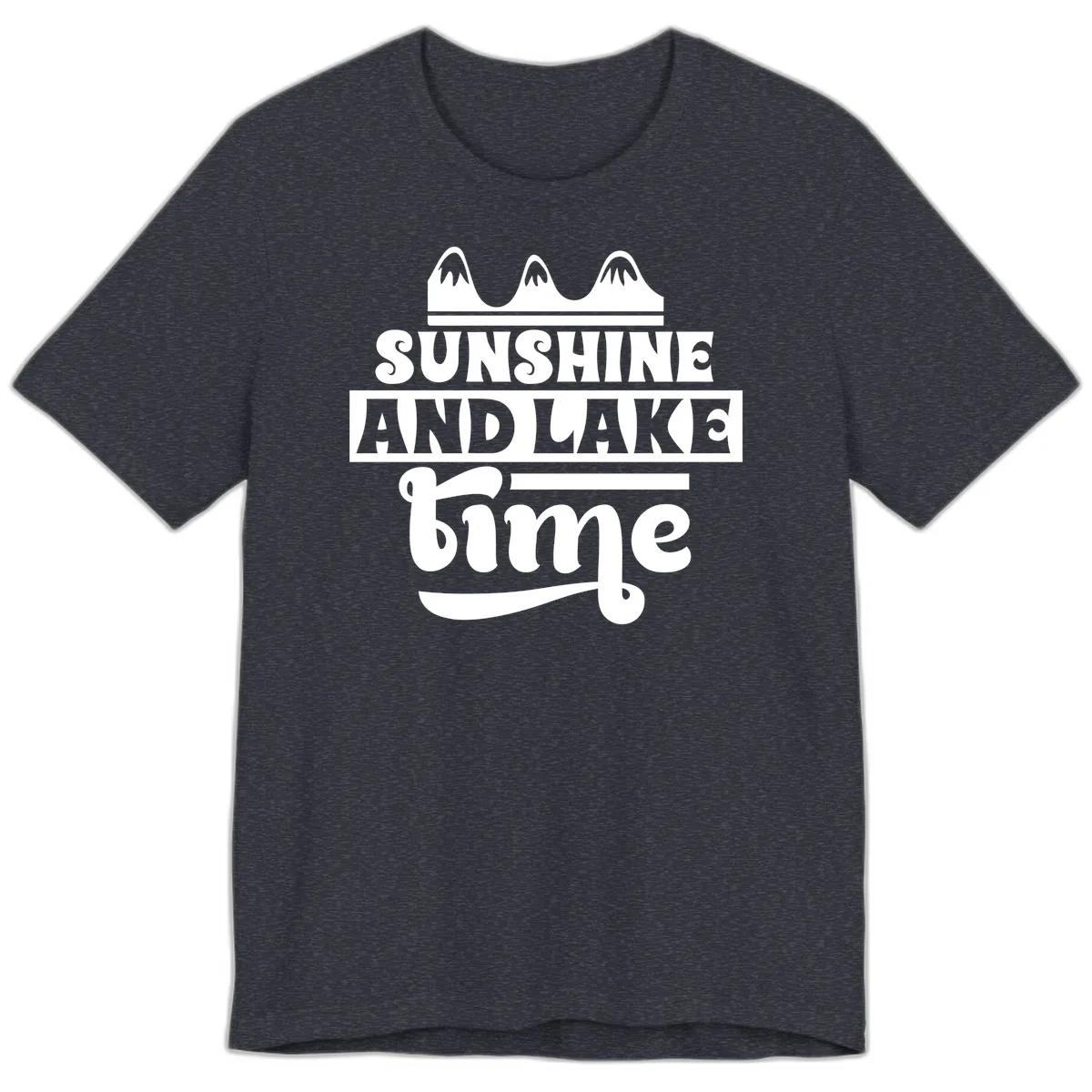 Sunshine And Lake Time Design Premium T-Shirt in Heather Navy