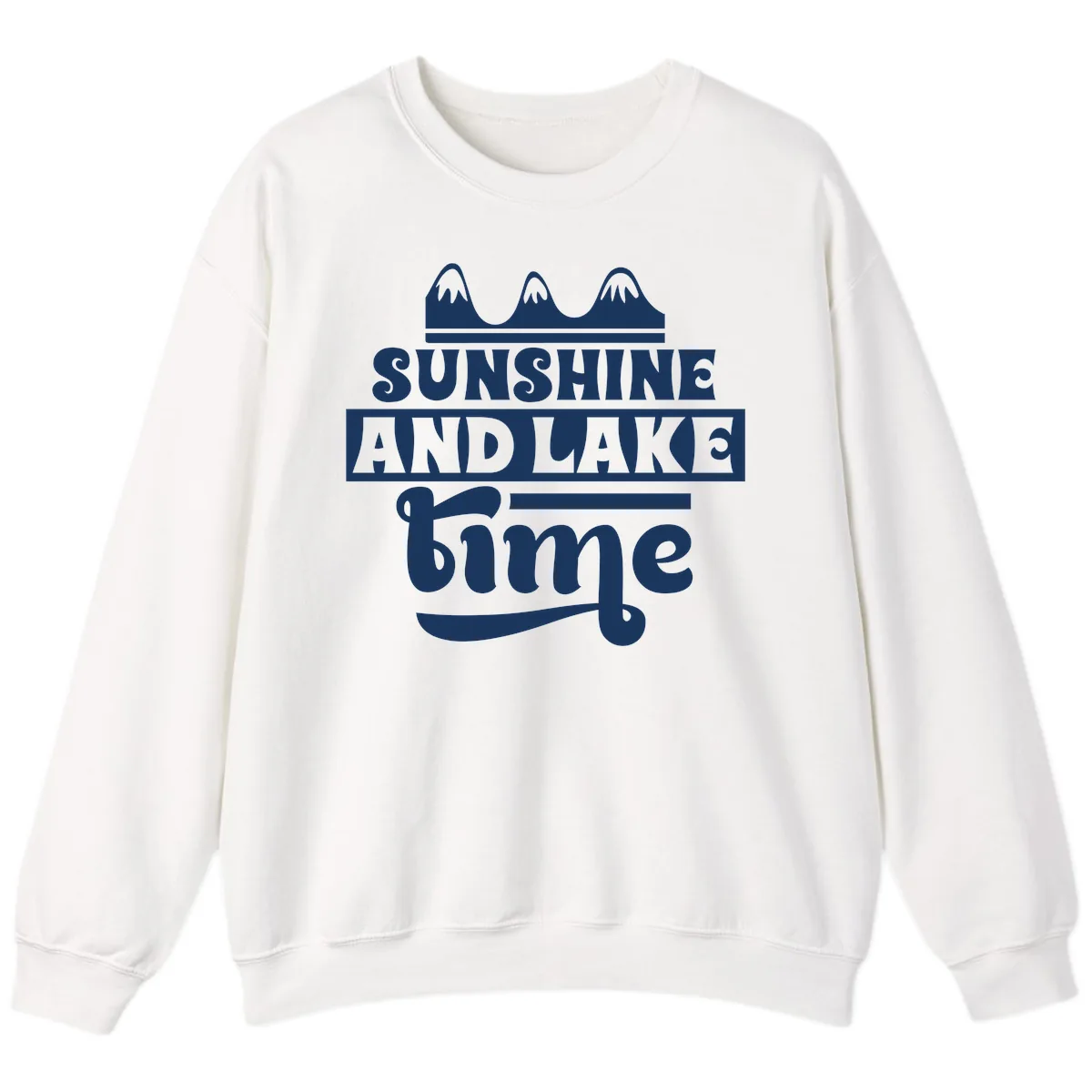 Sunshine And Lake Time Design Sweatshirt in White