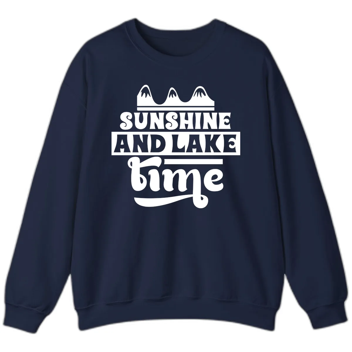 Sunshine And Lake Time Design Sweatshirt in Navy