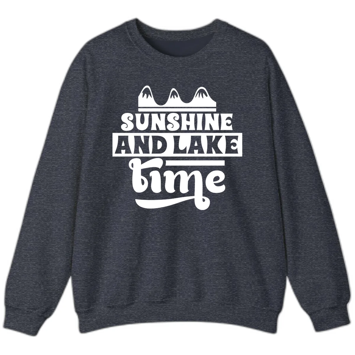 Sunshine And Lake Time Design Sweatshirt in Heather Sport Dark Navy