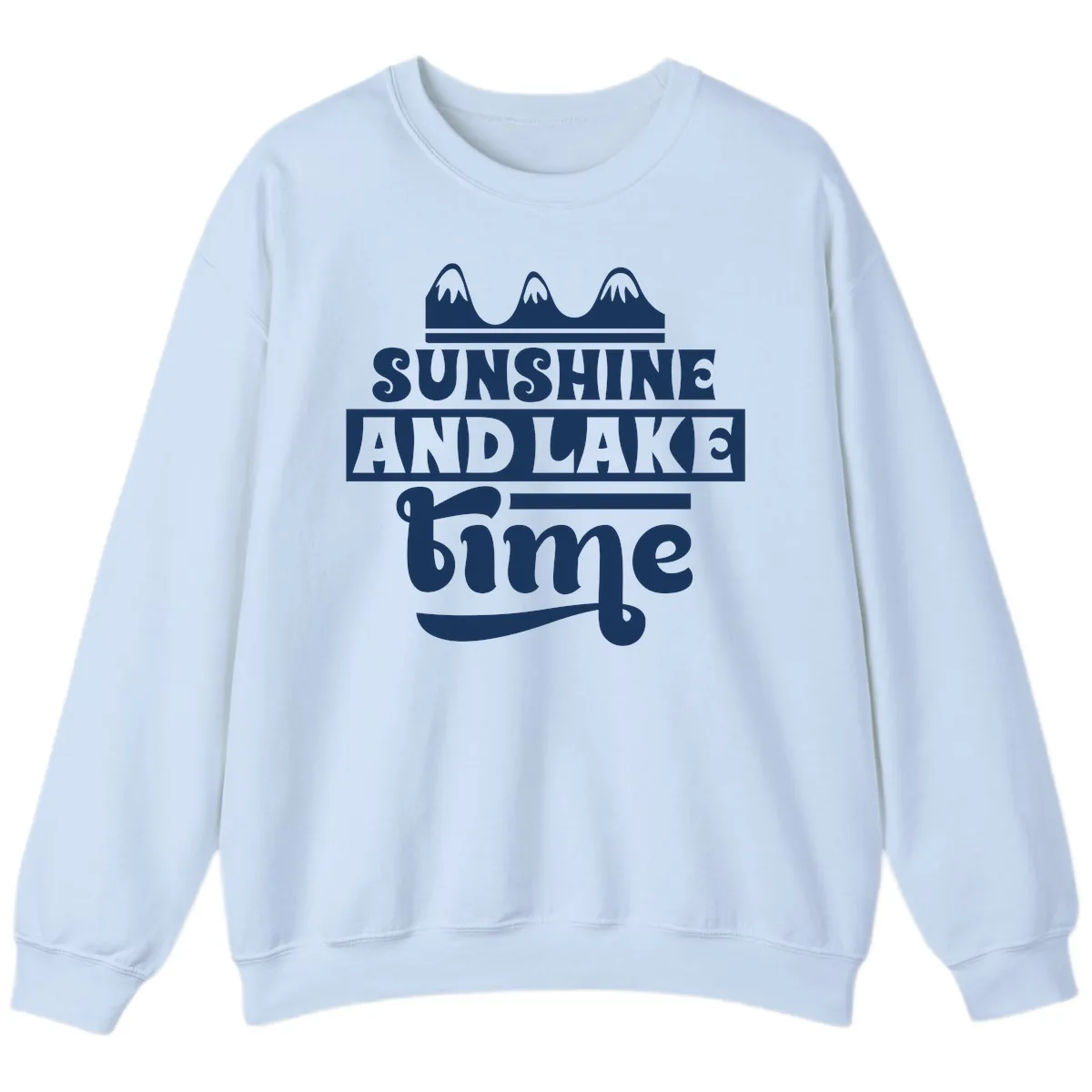 Sunshine And Lake Time Design Sweatshirt in Light Blue