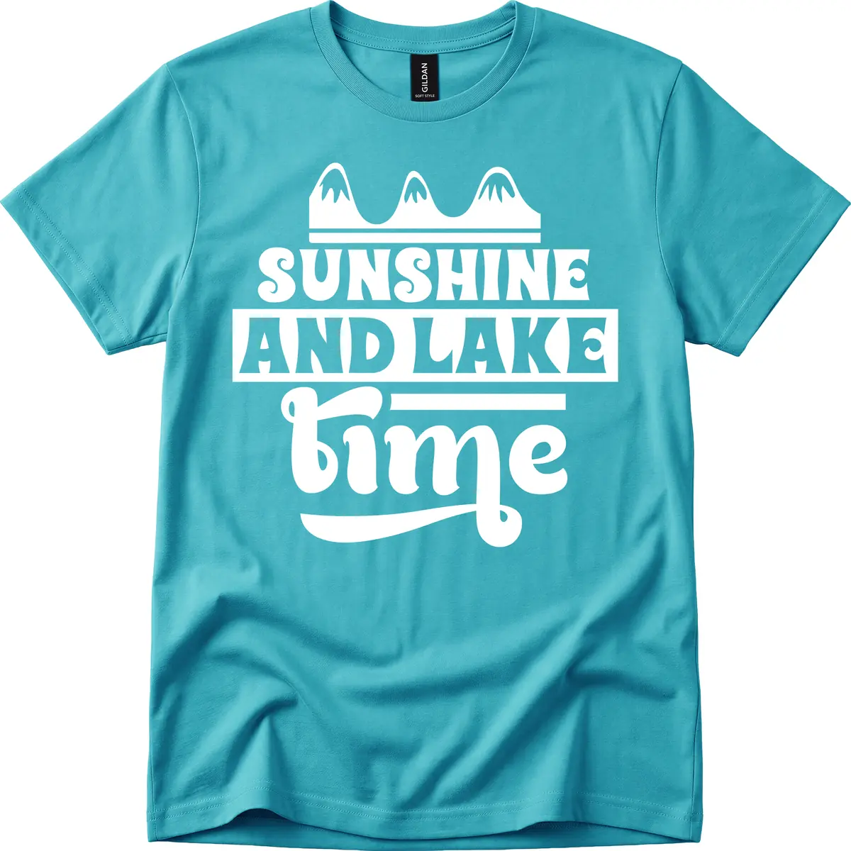 Sunshine And Lake Time Design T-Shirt in Tropical Blue