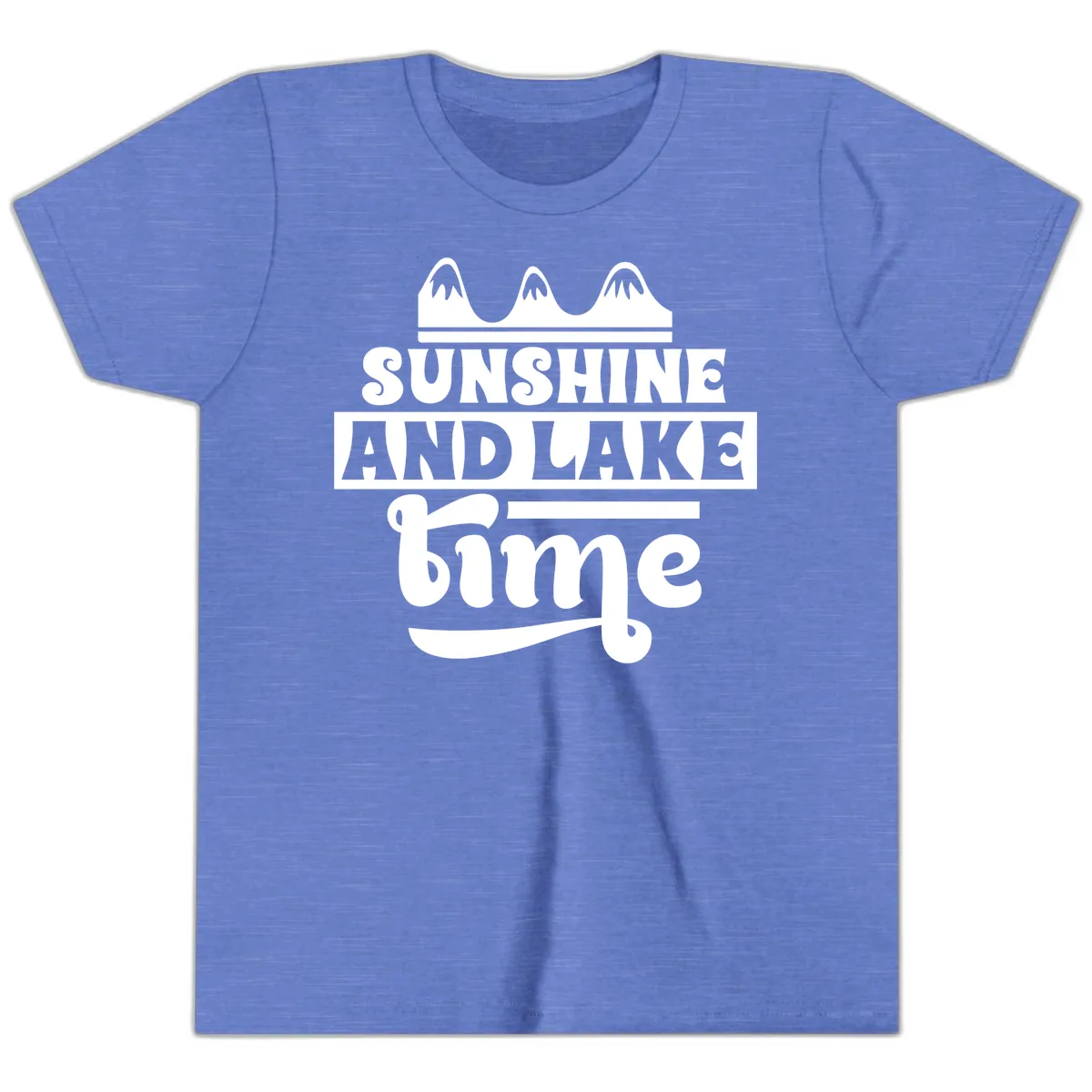 Sunshine And Lake Time Design Youth T-Shirt in Heather Columbia Blue