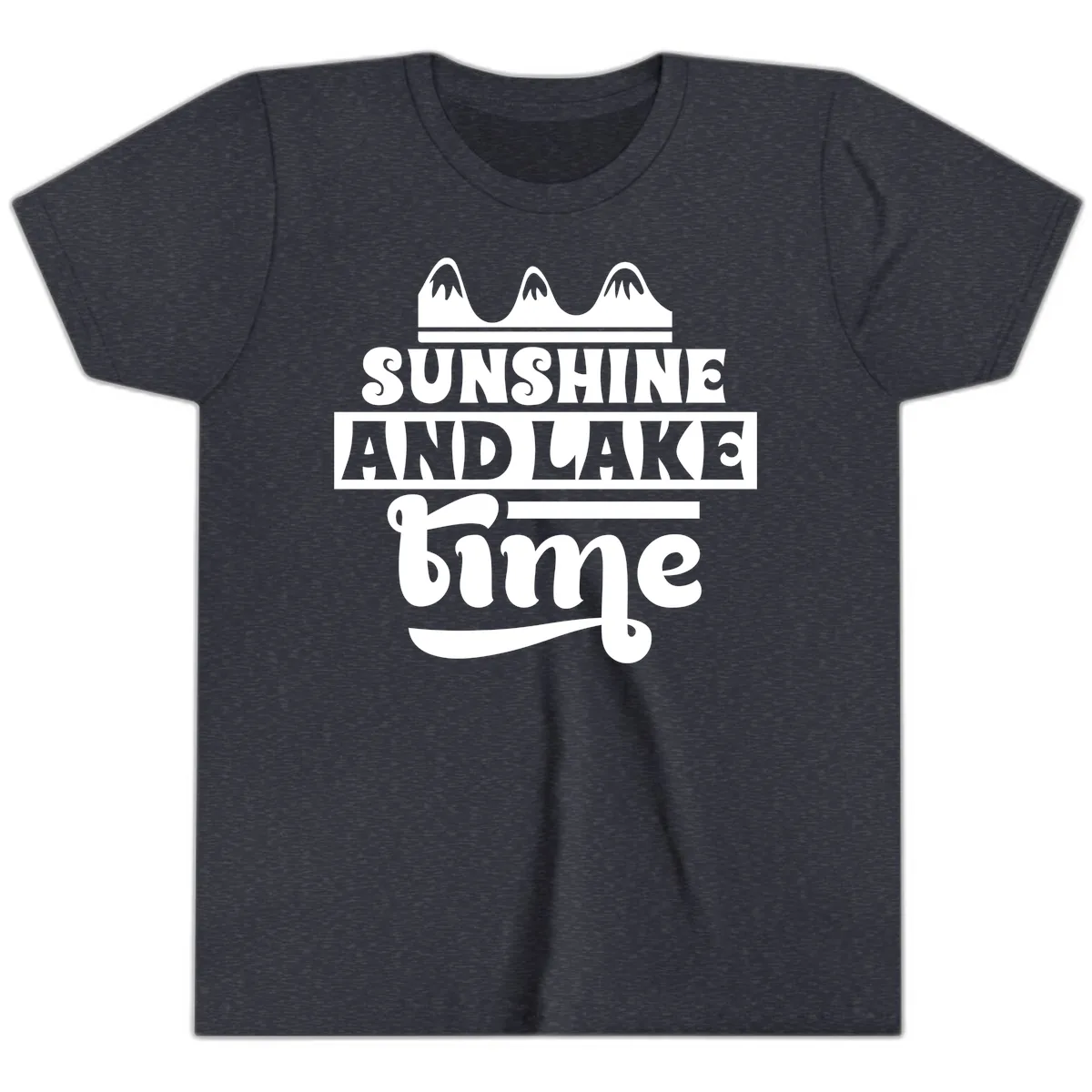 Sunshine And Lake Time Design Youth T-Shirt in Heather Navy