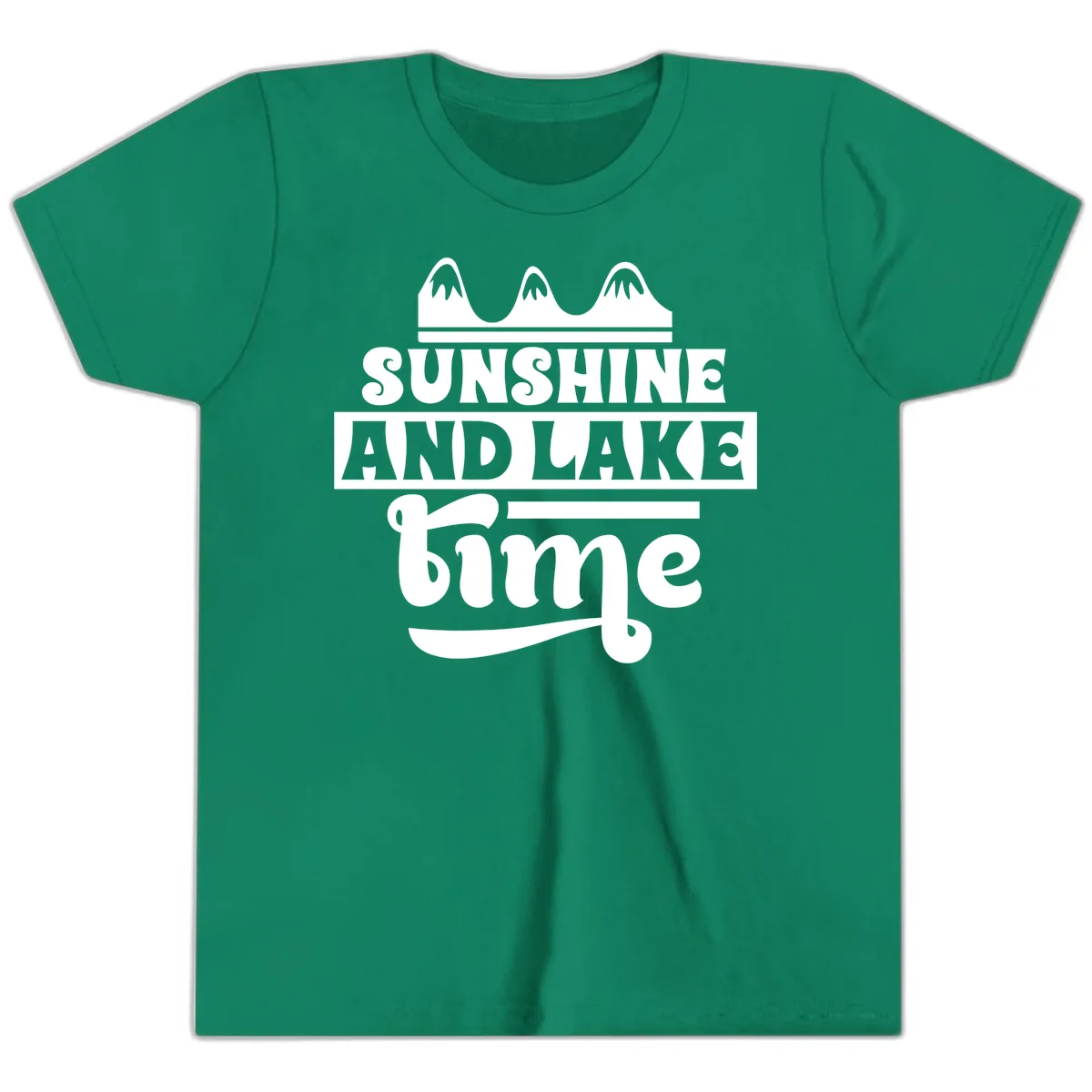 Sunshine And Lake Time Design Youth T-Shirt in Kelly