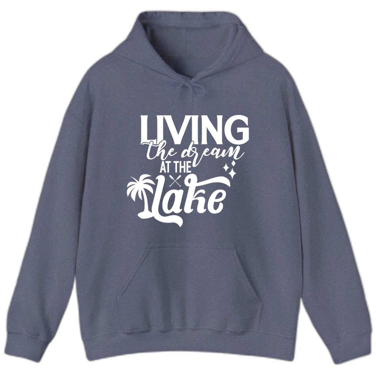 Living The Dream At The Lake Hoodie in Heather Navy