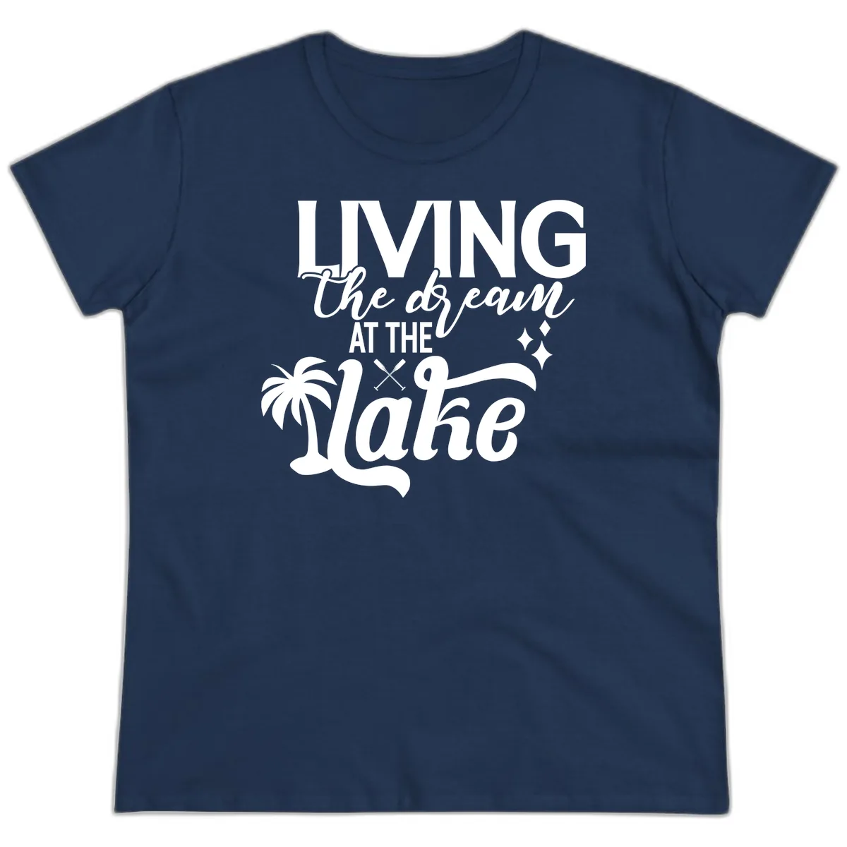 Living The Dream At The Lake Ladies Tee in Navy