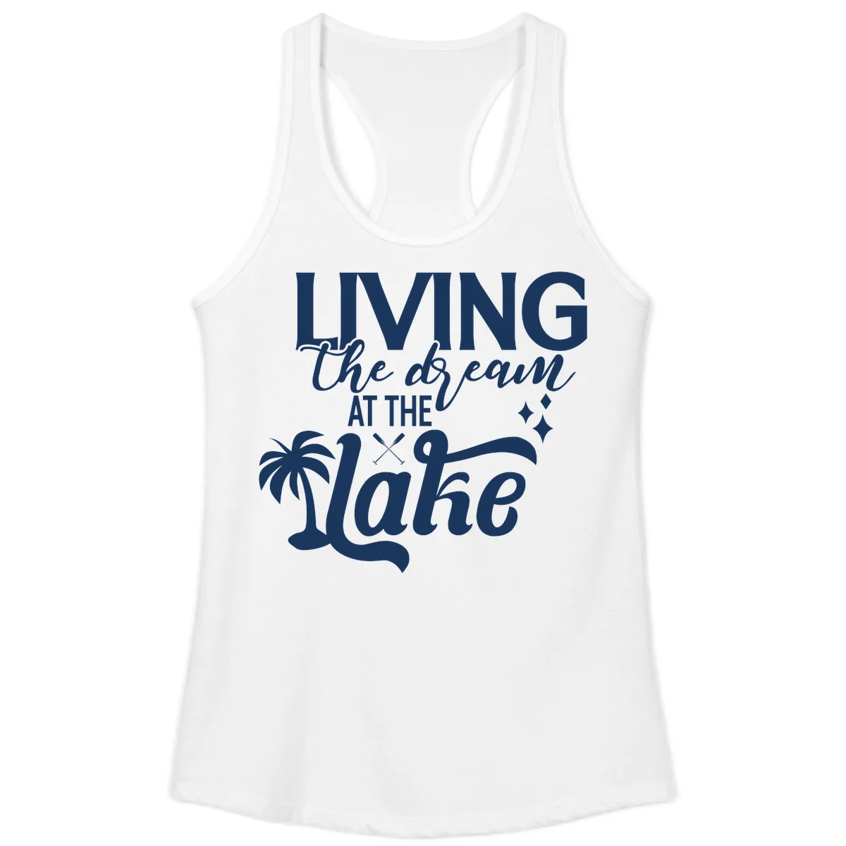 Living The Dream At The Lake Ladies Tank in White