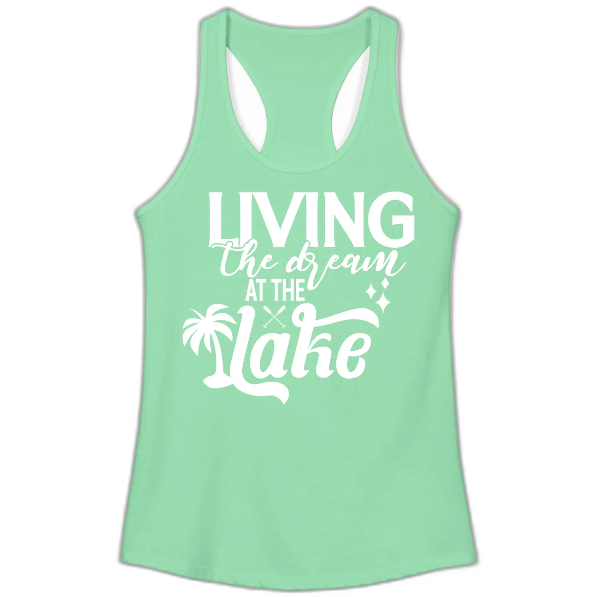 Living The Dream At The Lake Ladies Tank in Solid Mint