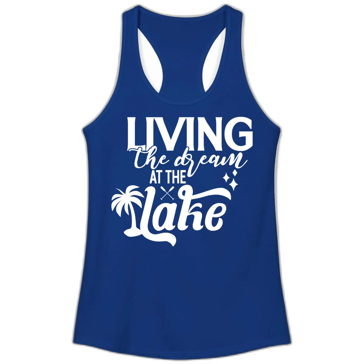 Living The Dream At The Lake Ladies Tank in Solid Royal