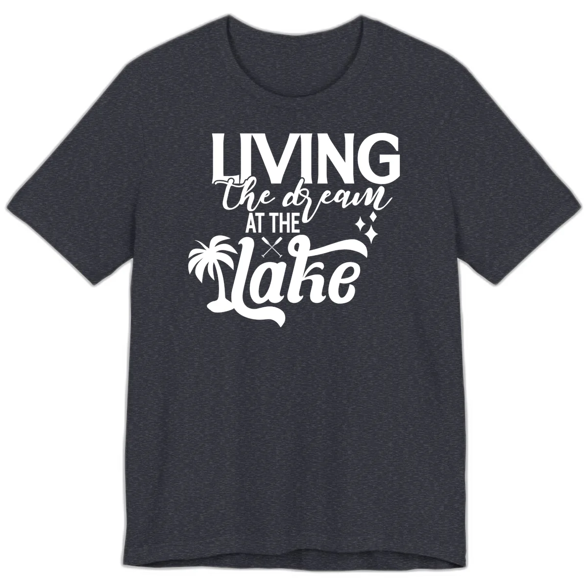 Living The Dream At The Lake Premium T-Shirt in Heather Navy
