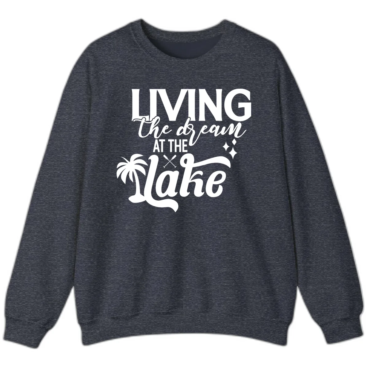 Living The Dream At The Lake Sweatshirt in Heather Sport Dark Navy