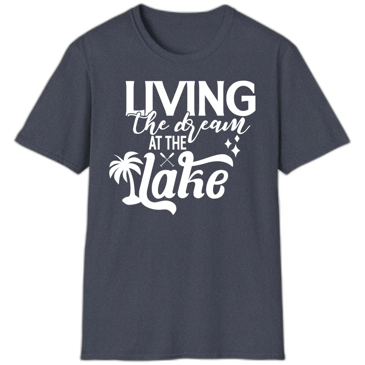 Living The Dream At The Lake T-Shirt in Heather Navy