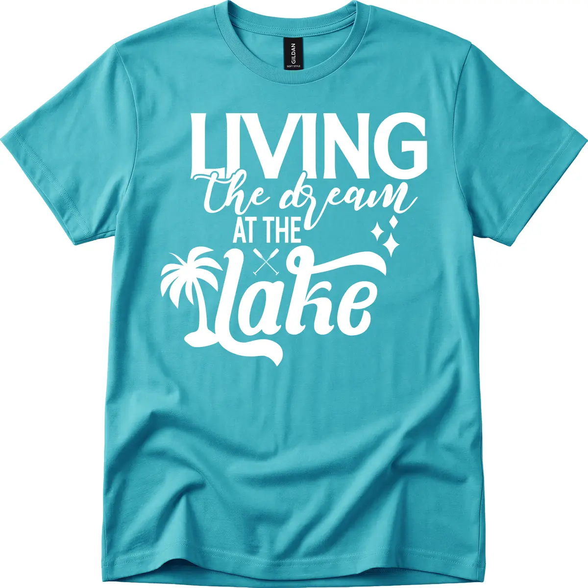 Living The Dream At The Lake T-Shirt in Tropical Blue