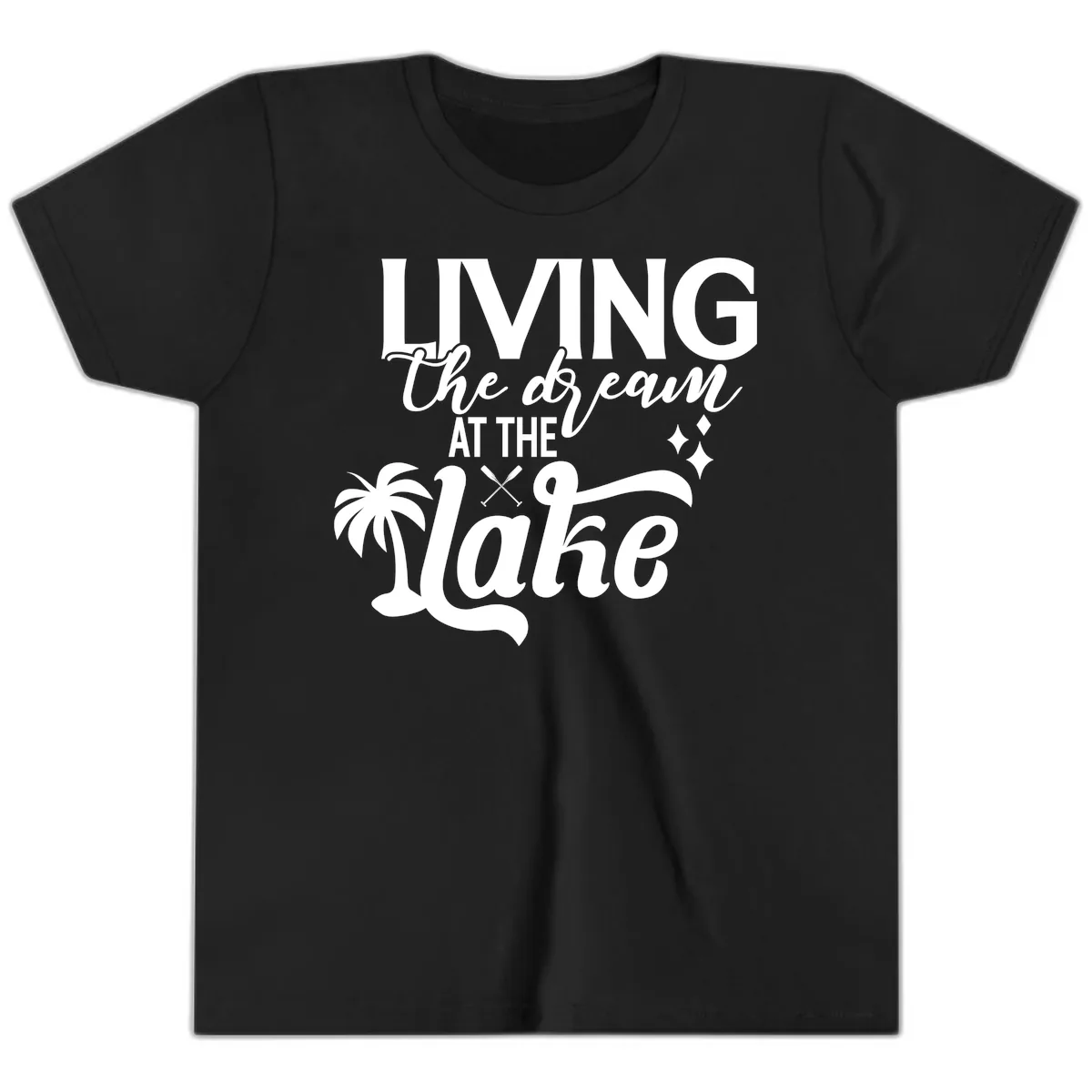 Living The Dream At The Lake Youth T-Shirt in Black