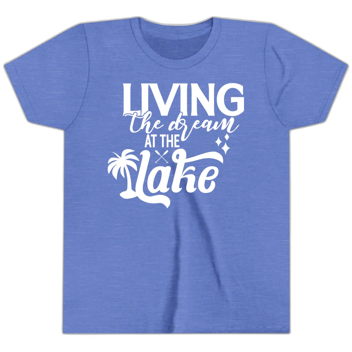 Living The Dream At The Lake Youth T-Shirt in Heather Columbia Blue