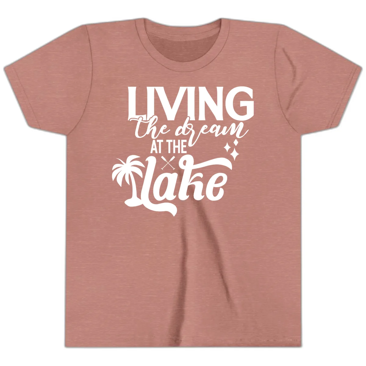 Living The Dream At The Lake Youth T-Shirt in Heather Mauve