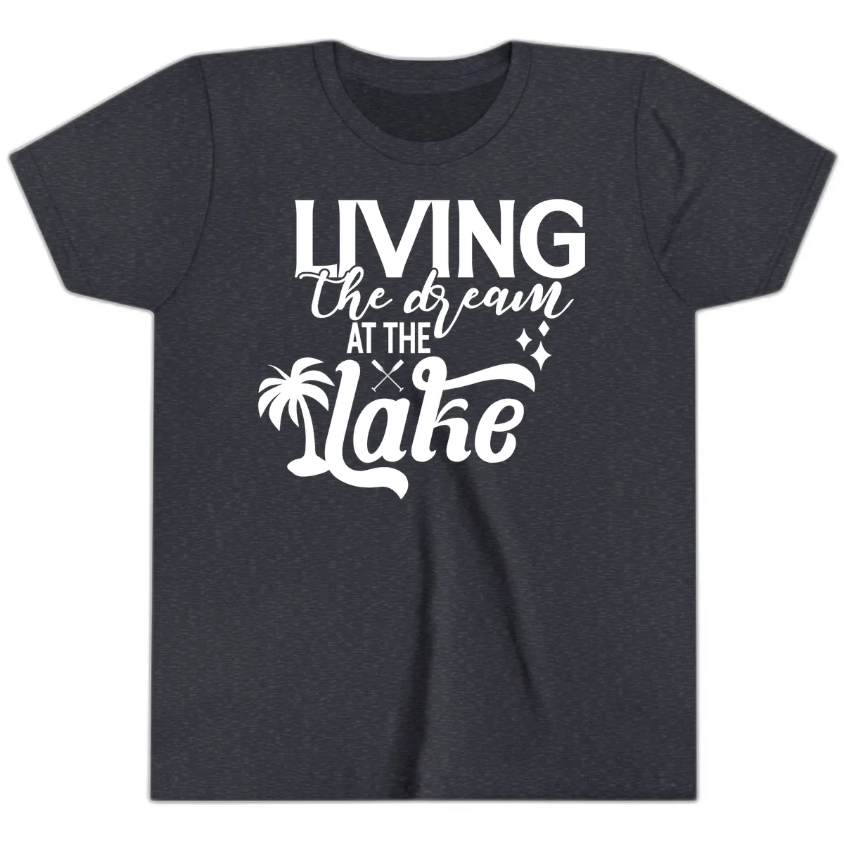 Living The Dream At The Lake Youth T-Shirt in Heather Navy