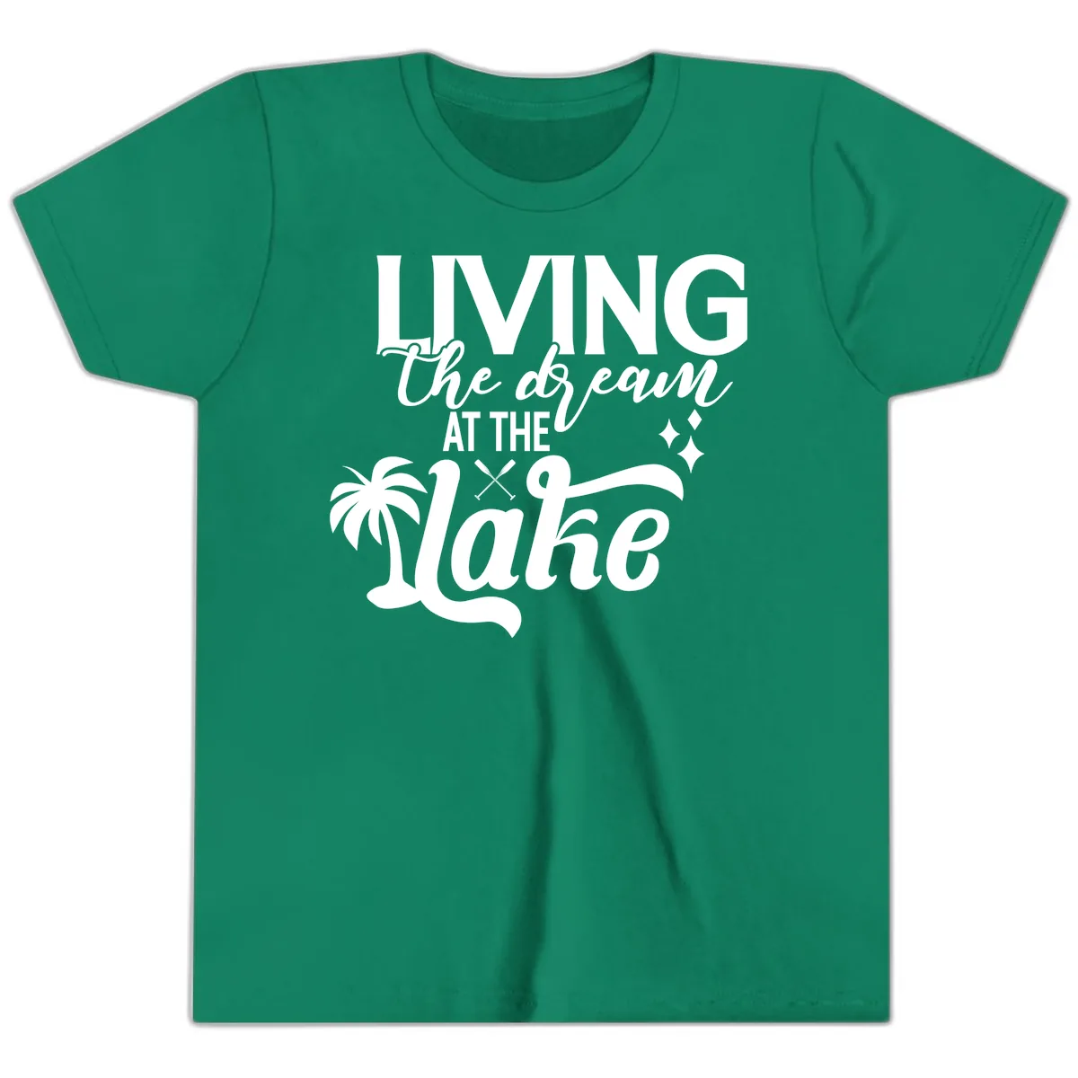 Living The Dream At The Lake Youth T-Shirt in Kelly