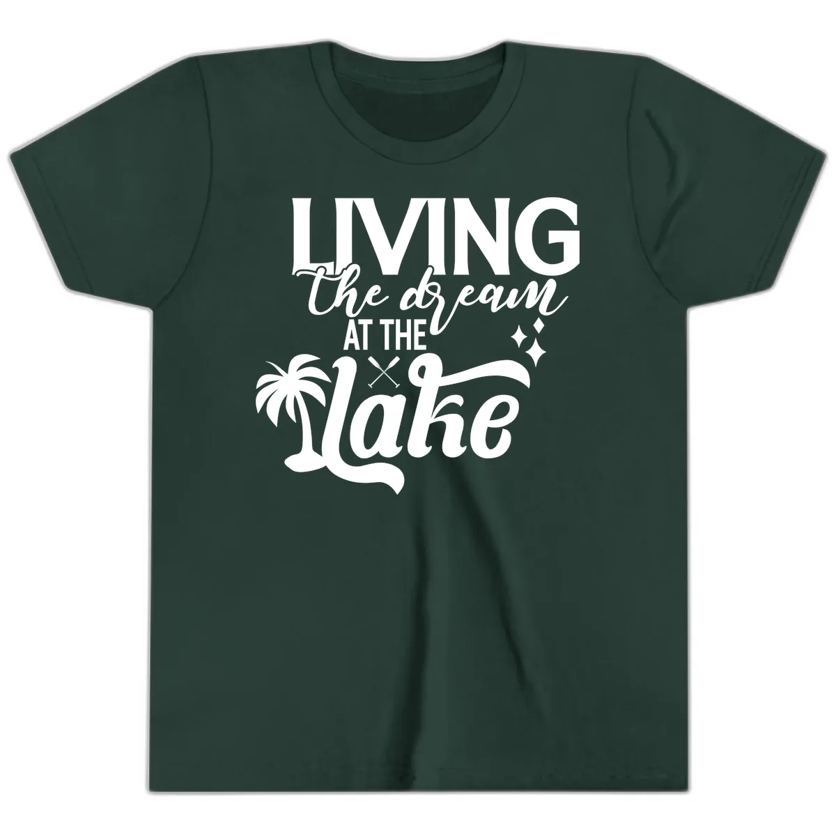 Living The Dream At The Lake Youth T-Shirt in Forest