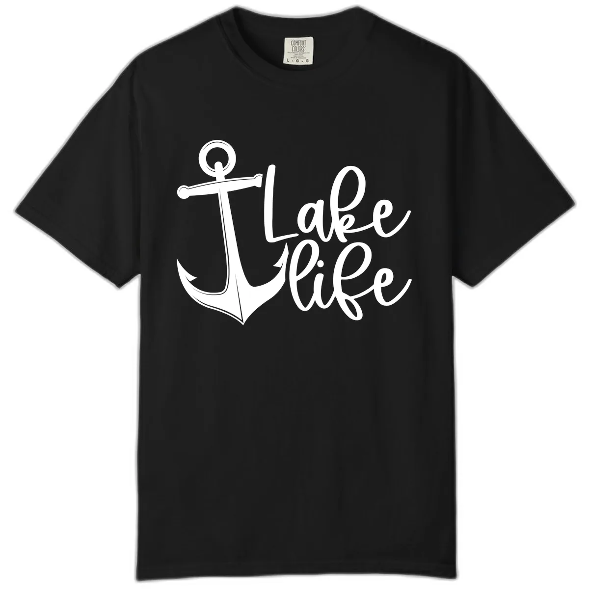 Lake Life Anchor Design Comfort Color in Black
