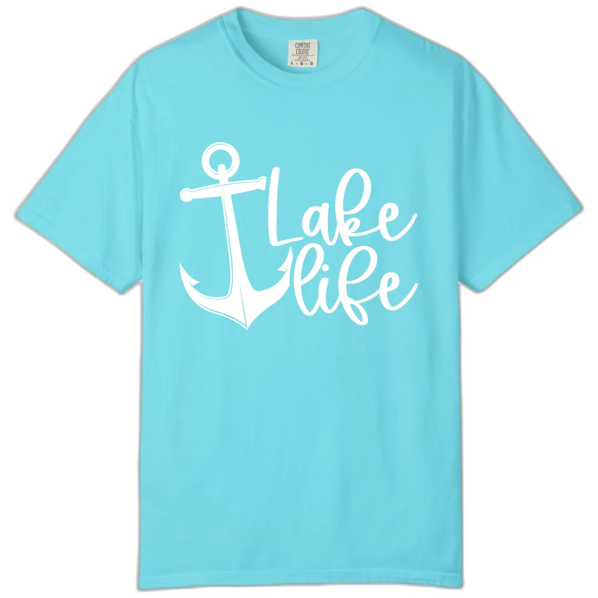 Lake Life Anchor Design Comfort Color in Lagoon Blue