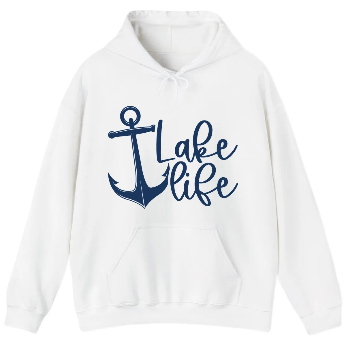 Lake Life Anchor Design Hoodie in White