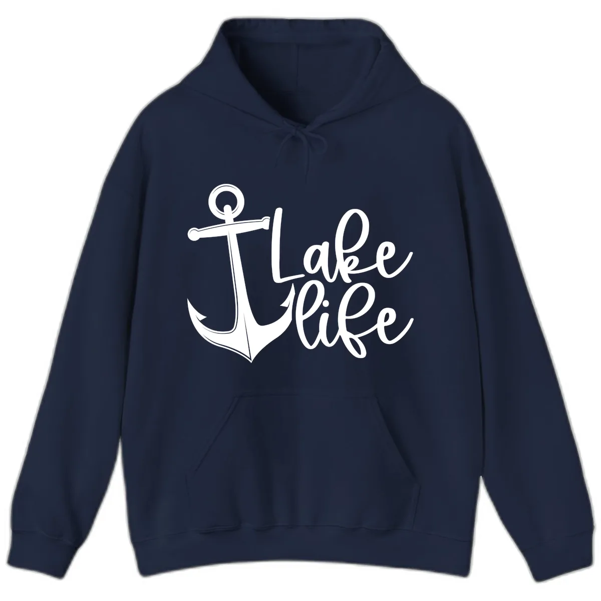 Lake Life Anchor Design Hoodie in Navy