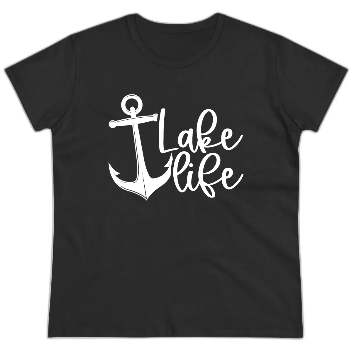 Lake Life Anchor Design Ladies Tee in Black