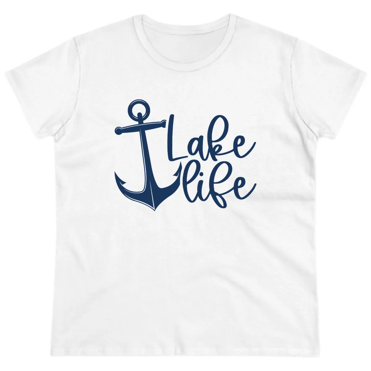 Lake Life Anchor Design Ladies Tee in White