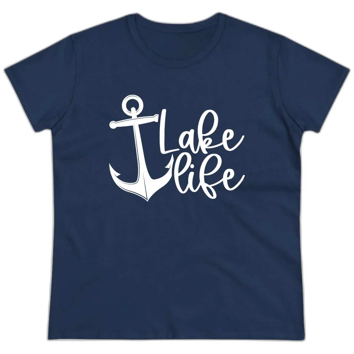 Lake Life Anchor Design Ladies Tee in Navy