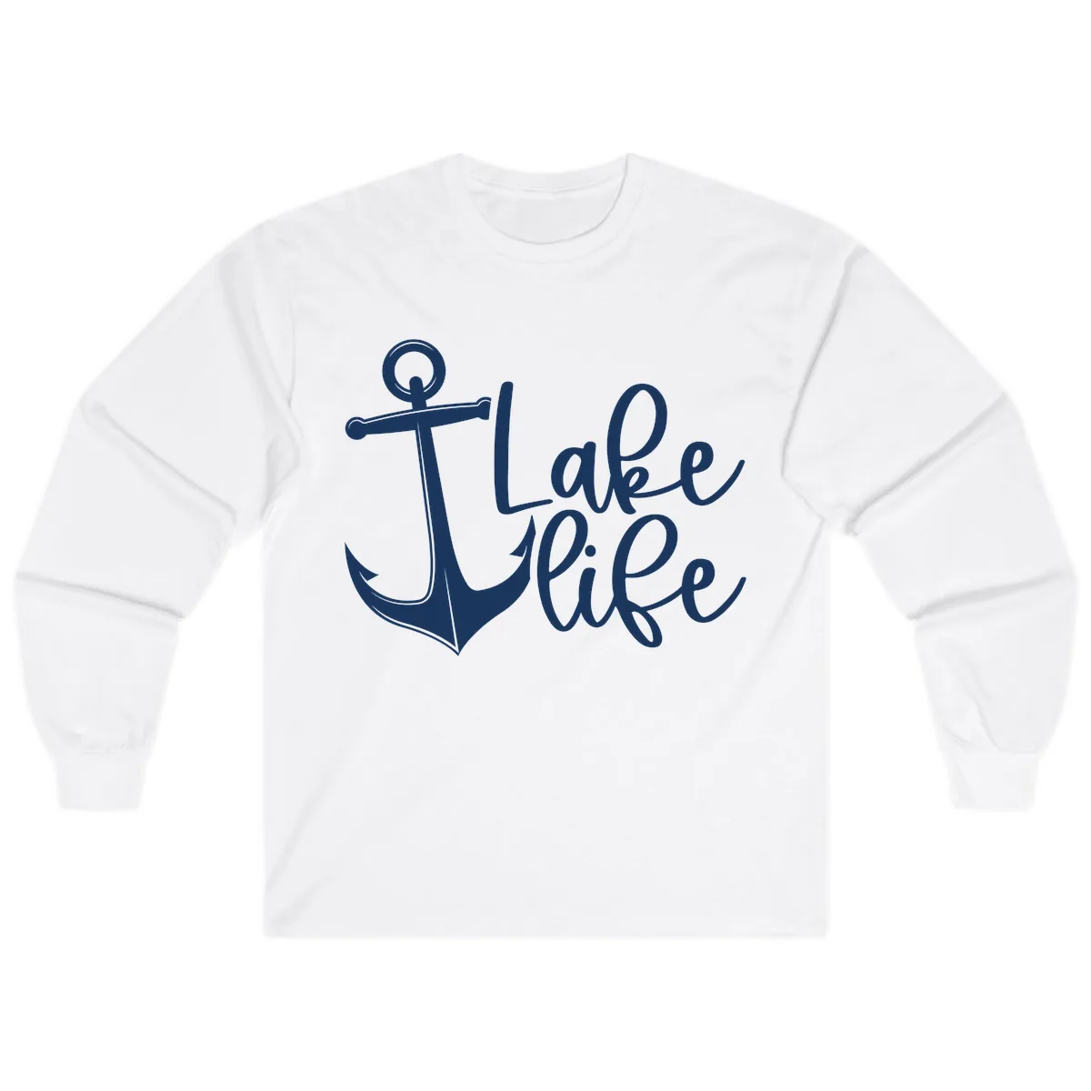 Lake Life Anchor Design Long Sleeve in White