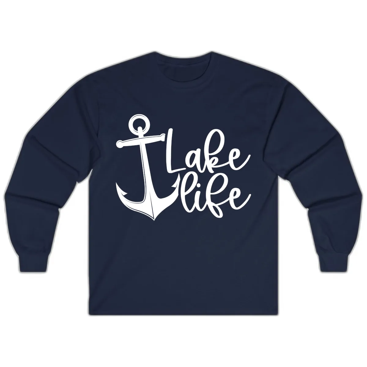 Lake Life Anchor Design Long Sleeve in Navy