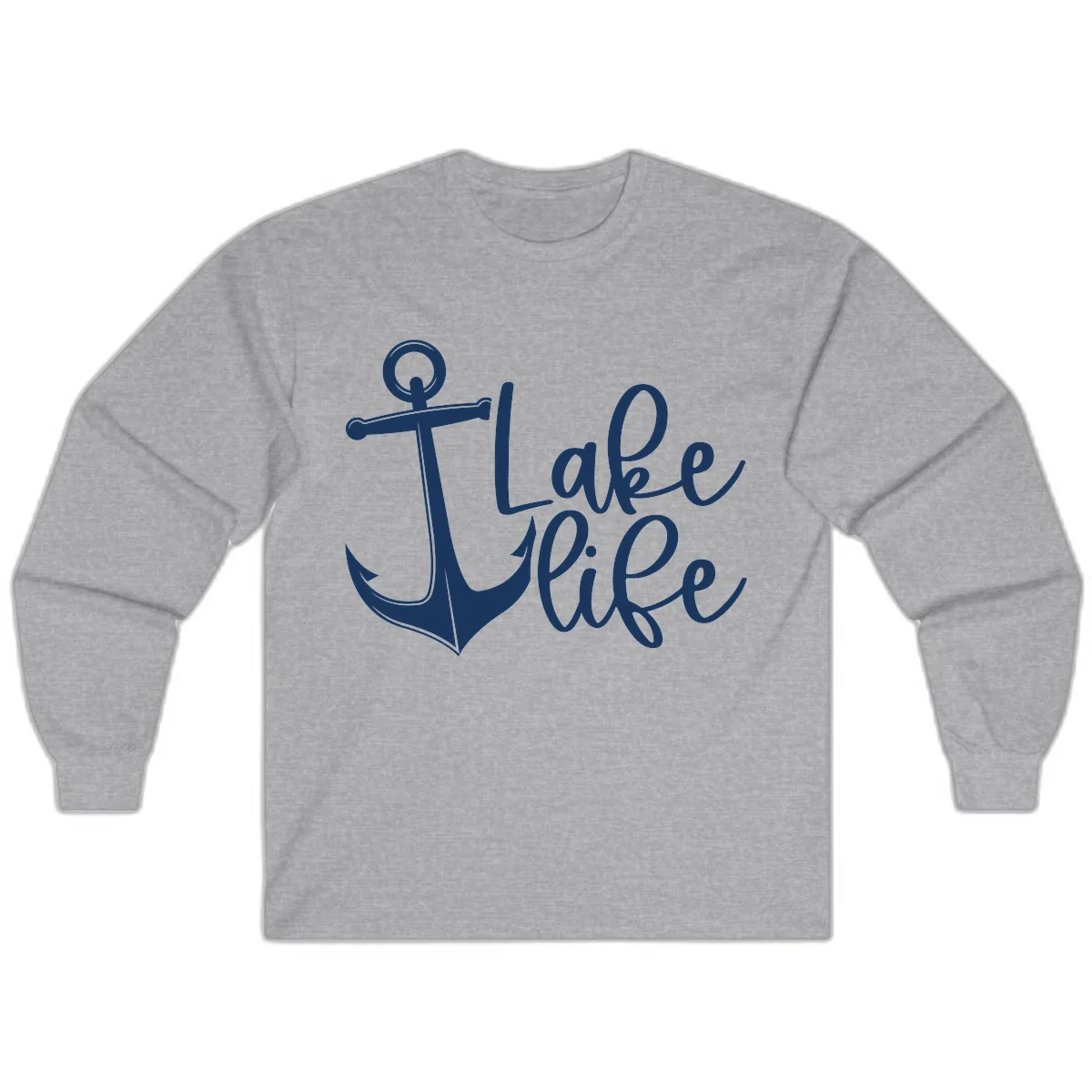 Lake Life Anchor Design Long Sleeve in Sport Grey