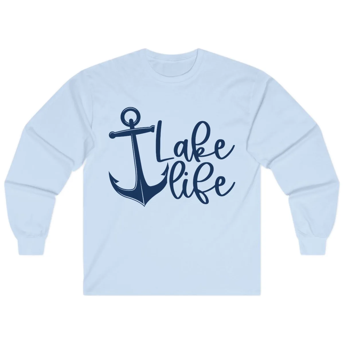 Lake Life Anchor Design Long Sleeve in Light Blue
